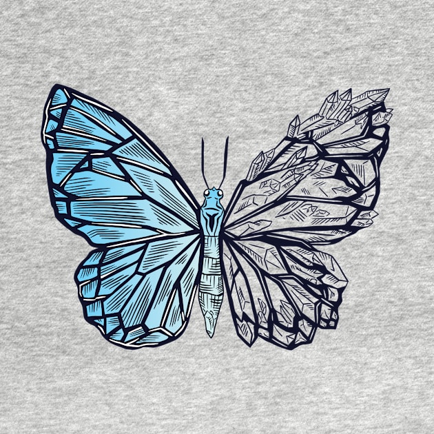 Blue crystal style Monach butterfly illustration design by Anonic